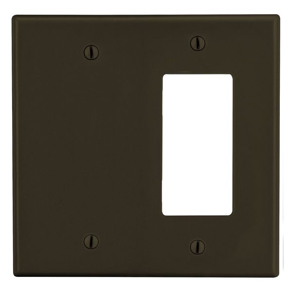 Hubbell Wiring Device-Kellems Wallplate, Mid-Size 2-Gang, 1) Decorator 1) Box Mount Blank, Brown PJ1326